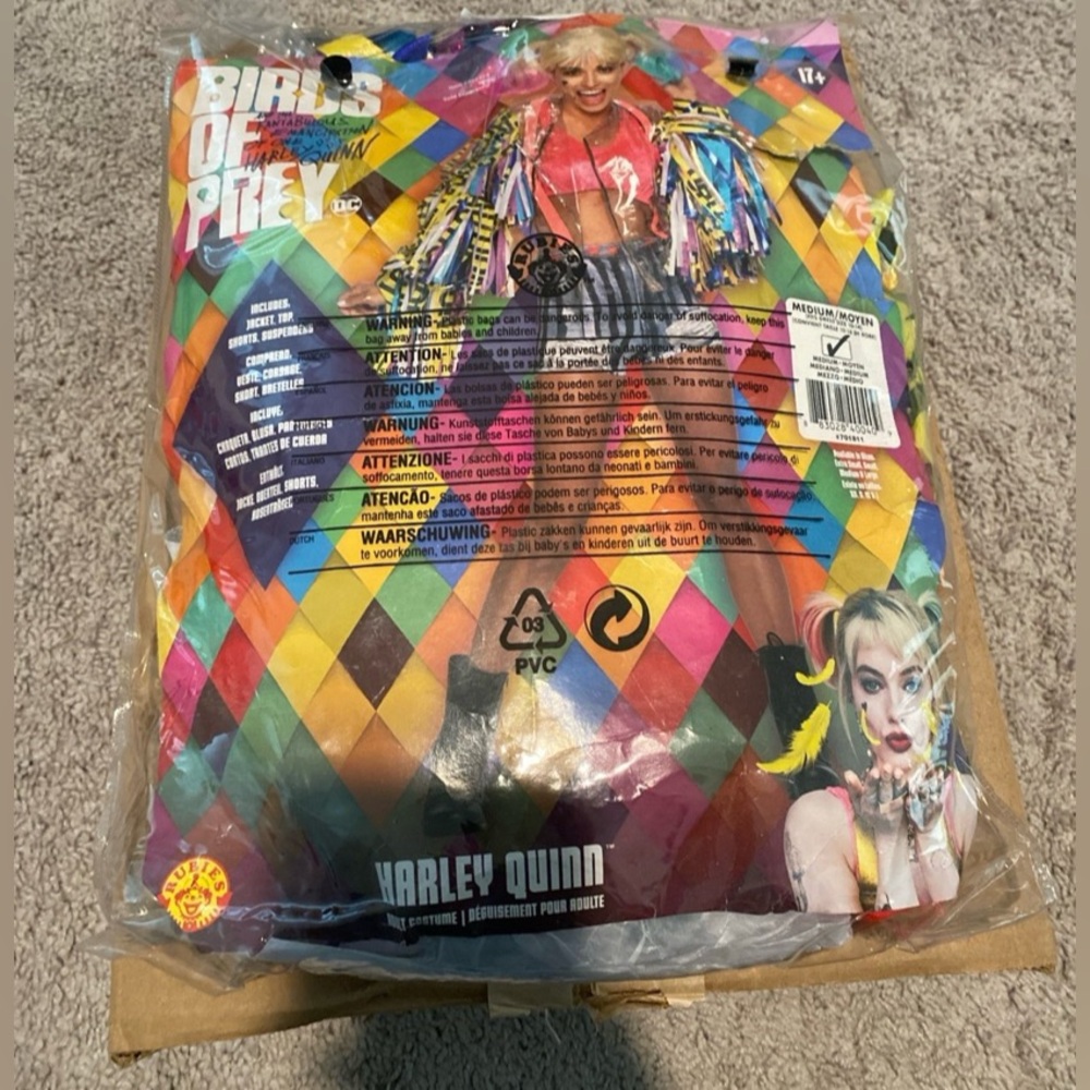 Harley Quinn Birds of Prey Costume Size M bundle with lipstick